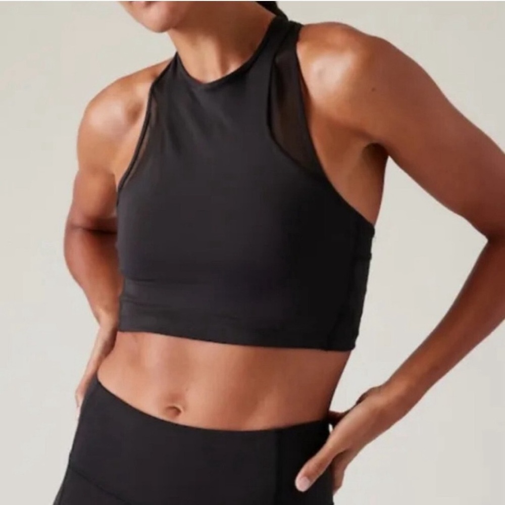 Athleta Black Conscious Crop Mesh Sports Bra size Small